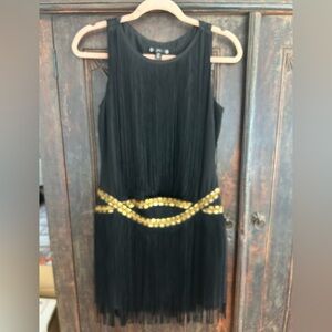 Elegant Black Dress with Gold Accents